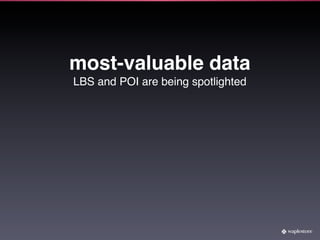 most-valuable data
LBS and POI are being spotlighted
 