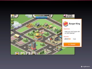 Burger King

Objectives

 make your own burger with
 our best toppings!

Rewards

               5 pts



       do Quest!
 
