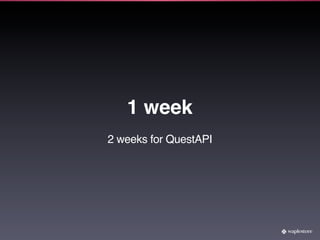 1 week
2 weeks for QuestAPI
 
