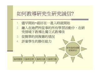 2010年12月21日 成大社會與行為科學研究倫理講習 -- 「課室中的研究倫理」 by陳淑芳老師