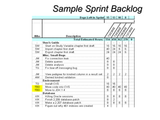 Sample Sprint BacklogSample Sprint Backlog
 