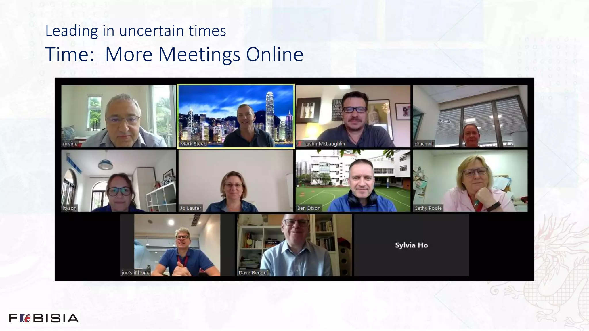 Leading in uncertain times
Time: More Meetings Online
 