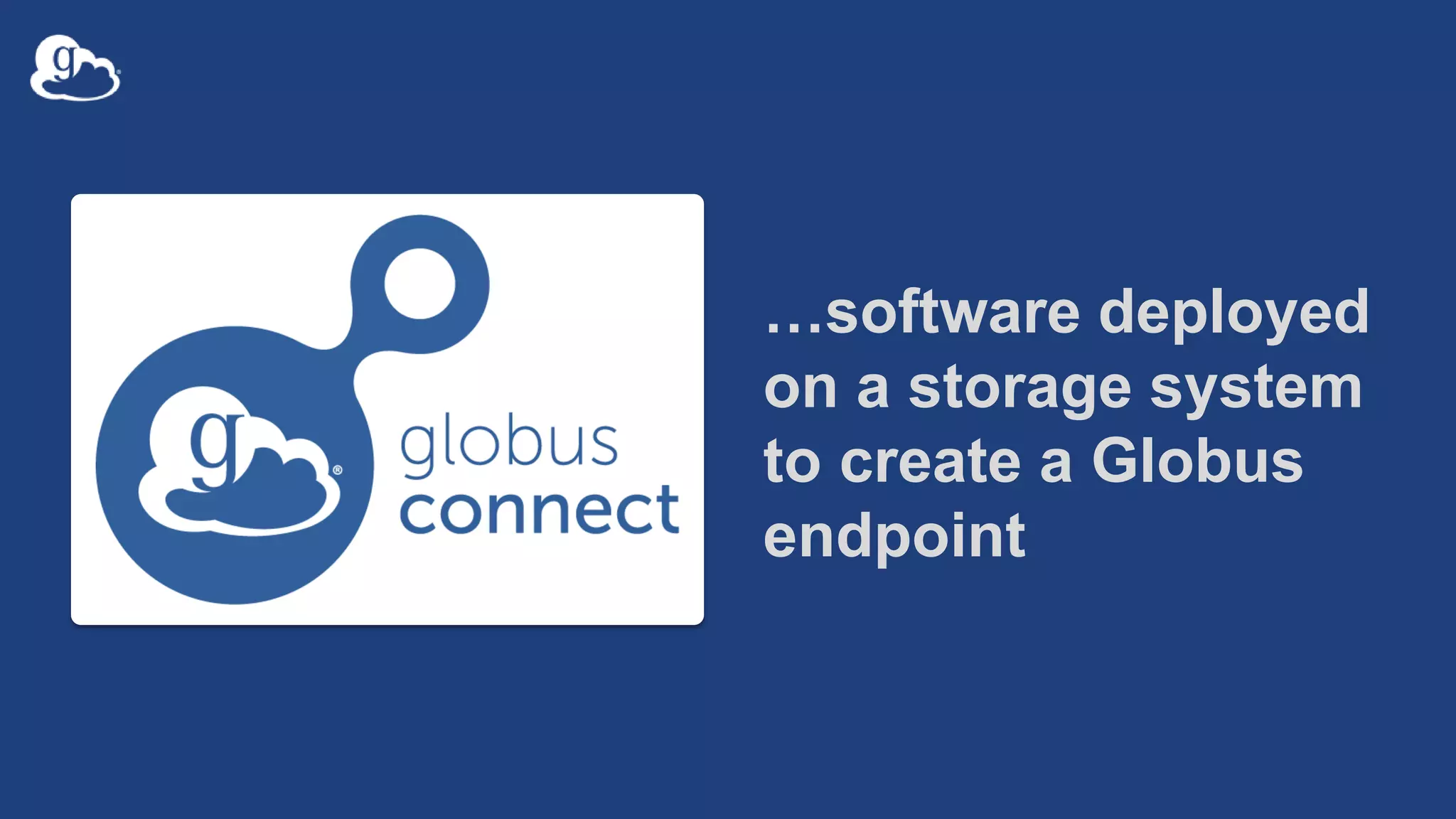 …software deployed
on a storage system
to create a Globus
endpoint
 