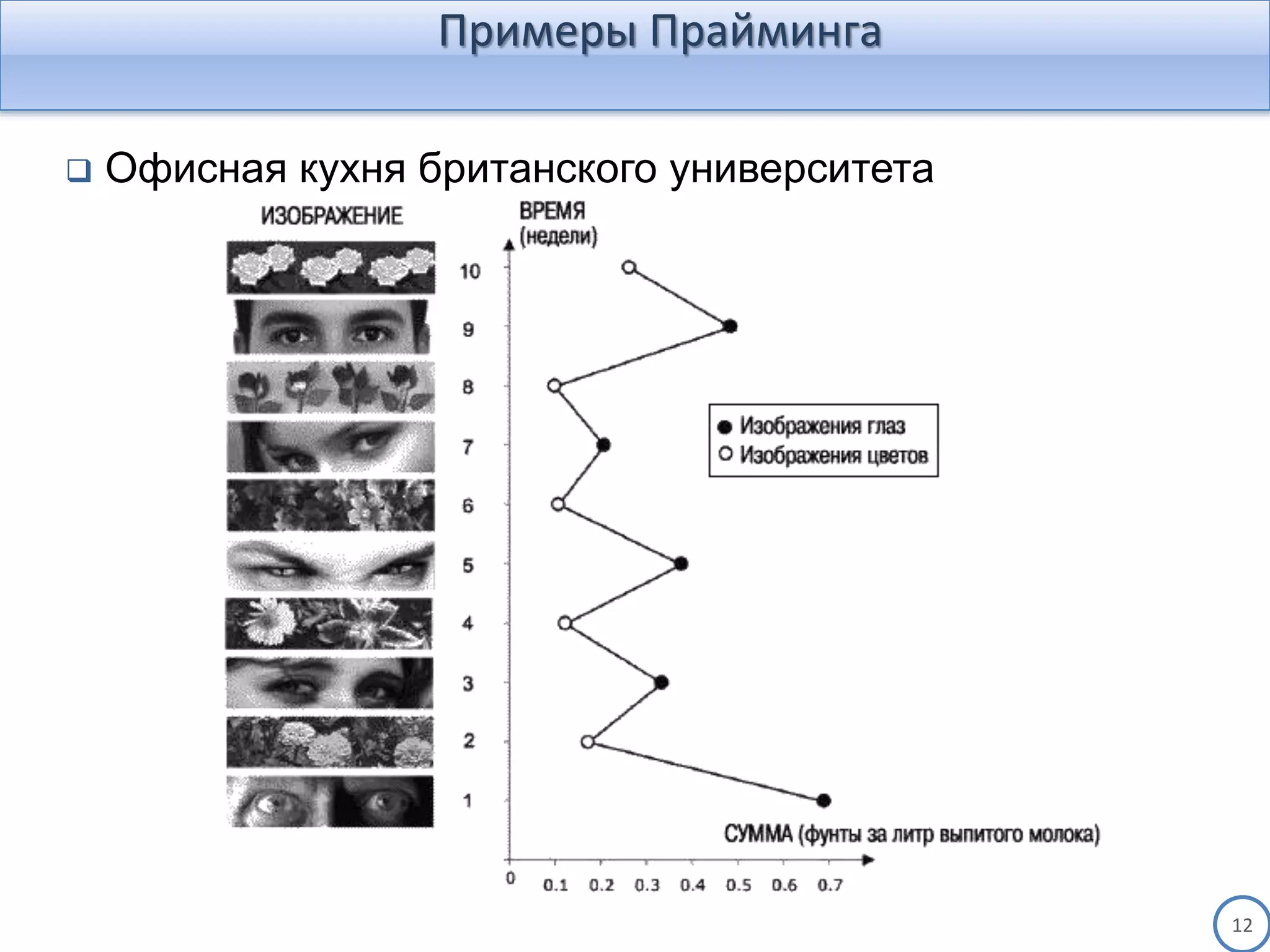 Примеры Прайминга
12
 Офисная кухня британского университета
 