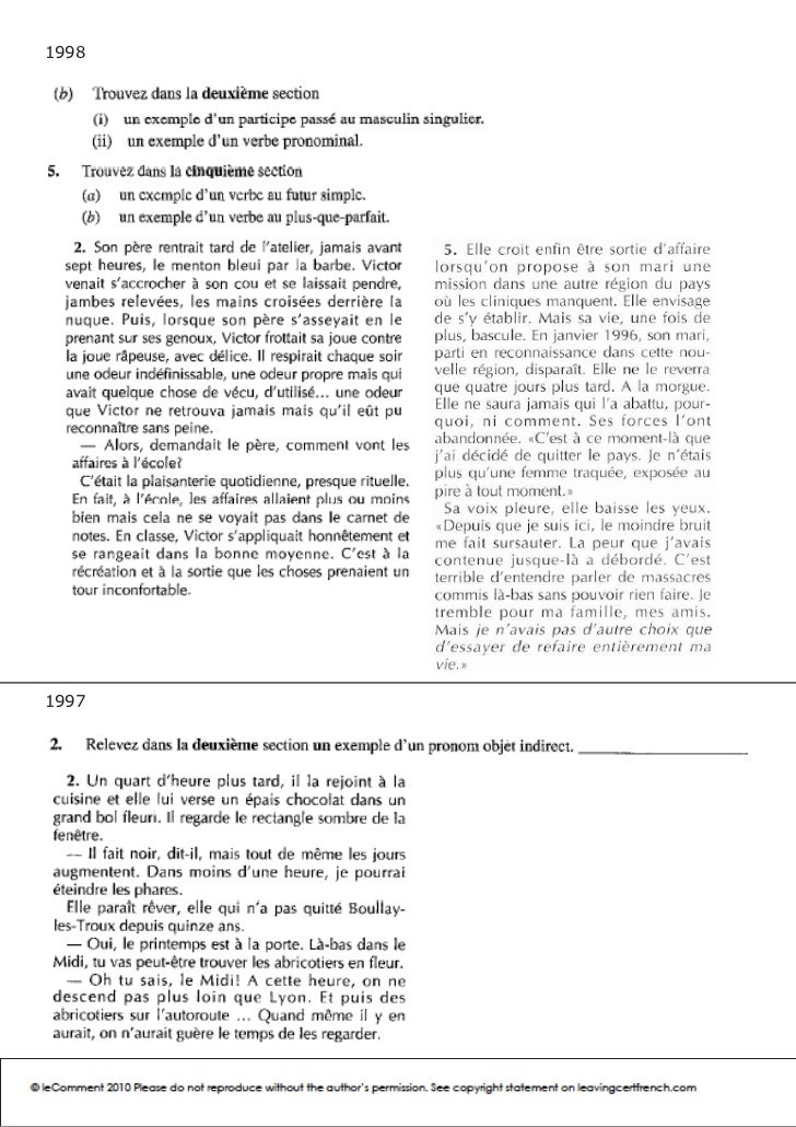 french leaving cert french essays
