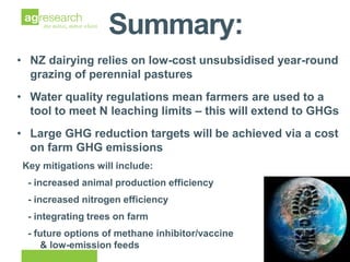 New Zealand dairy sector greenhouse gas emissions: current and future reductions