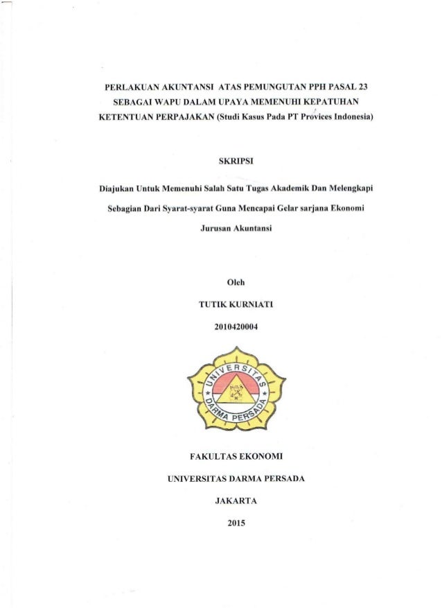 Perlakuan Akuntansi Atas Atas Pemungutan Pph Pasal 23 Sebagai Wapu Da