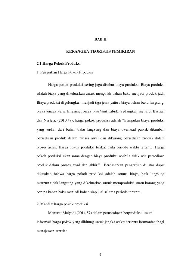 Efisiensi Penentuan Harga Pokok Produksi Berdasarkan Sistem Activity