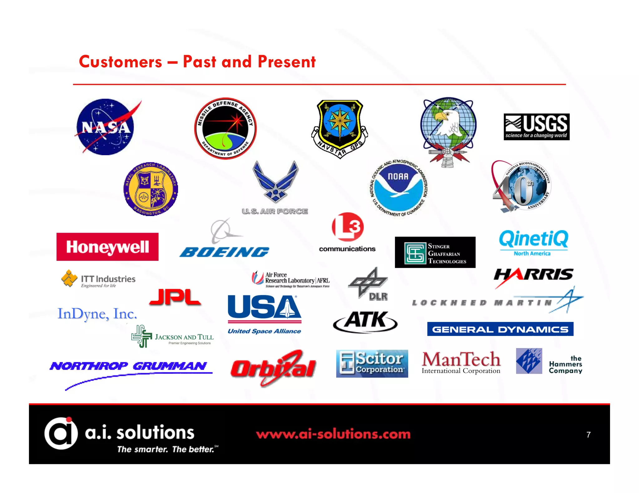 Customers – Past and Present




InDyne, Inc.




                                  7
 