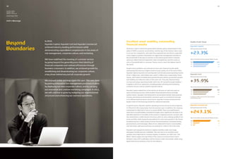 10                                                                                                                                                                                                                         11

Hyundai Capital,
Hyundai Card &
Hyundai Commercial

Annual Report 2010



CEO’s Message




Beyond                                                                           Excellent asset stability, outstanding
                     In 2010,                                                                                                                                          Stable Profit Trend
                     Hyundai Capital, Hyundai Card and Hyundai Commercial        financial results
Boundaries
                                                                                                                                                                       Hyundai Capital
                     achieved industry-leading performances while
                                                                                 2010 was a year in which the government stimulus policy slowed down in the            2010 operating income YoY (%)
                     demonstrating unparalleled competencies in the areas of
                                                                                                                                                                       +23.3%
                                                                                 wake of 2009’s economic uncertainties, and the age of low interest rates came
                     risk management, corporate culture, and marketing.          to an end. Our competitors, who were less prepared than we were to cope with
                                                                                 crises, began to position themselves for aggressive management activities in
                                                                                 the second half of the year, in reaction to the central government’s stimulus
                     We have redefined the meaning of customer service           measures. Many financial regulations were strengthened, and the country’s
                                                                                                                                                                       Net income before income taxes (In billions of won)


                     by going beyond the generally prescribed identity of        ratio of household debt to consumer finance rose to reach the highest level in        ’10                                                 679
                                                                                 the world.                                                                            ’09                                                 538
                     financial companies and realized efficiencies through                                                                                             ’08                                                 475

                     business crossovers. In addition, we achieved growth by     Despite these problems, we achieved our best-ever financial results while
                                                                                 maintaining the industry’s highest level of asset quality. As of the end of 2010,
                     establishing and disseminating our corporate culture,
                                                                                 Hyundai Capital, Hyundai Card and Hyundai Commercial posted operating income
                     a key driver behind any and all corporate growth.           of 667.1 billion won, 389.2 billion won, and 67.1 billion won, respectively. These
                                                                                                                                                                       Hyundai Card
                                                                                                                                                                       2010 operating income YoY (%)
                                                                                 figures, all of which exceeded those posted the year before, proved that growth

                     We enjoyed stable earnings again this year. This was done
                     by putting exhaustive risk management processes in place,
                                                                                 and stability are really two sides of the same coin. They also demonstrated
                                                                                 our new and unique operating model, which we call “growth through stability.”         +35.9%
                                                                                 It applies to all of our operations, including product planning and marketing,
                     by deploying our new corporate culture, and by carrying     customer service, and our overall corporate culture.                                  Net income before income taxes (In billions of won )

                     out innovative and creative marketing campaigns. In 2011,   Hyundai Capital ranked first in the industry in all areas of new and used car         ’10                                                 389

                     we will continue to grow by realigning our organizational   loans and leasing services, with excellent financial performance and high
                                                                                                                                                                       ’09                                                 295
                                                                                                                                                                       ’08                                                 272
                                                                                 market shares. Hyundai Card enhanced its second-place market share position
                     structures and enhancing our overseas operations.                                                                                                 Including 101 billion won from the sale of Daewoo
                                                                                 in Korea, becoming the brand which customers want to recommend most due
                                                                                                                                                                       International in 2010
                                                                                 to its differentiated products and services. Hyundai Commercial boasted the
                                                                                 largest share of the financing market for industrial materials.

                                                                                 In specific terms, Hyundai Capital’s operating income and net income surged by        Hyundai Commercial
                                                                                 23.3% and 24.4%, respectively, from the previous year. In addition, the company       2010 operating income YoY (%)



                                                                                                                                                                       +243.1%
                                                                                 maintained its high level of return on assets (ROA). These accomplishments
                                                                                 were due to its profitability-oriented strategies and a significant decrease in its
                                                                                 bad debt expenses in the wake of the country’s ongoing economic recovery. We
                                                                                 also maintained a stable revenue structure, with car loans making up 80% of our
                                                                                                                                                                       Net income before income taxes (In billions of won )
                                                                                 asset portfolio, while laying the groundwork for even more growth in the future
                                                                                                                                                                       ’10                                                   84
                                                                                 by advancing into a wide variety of prime financial products, including leasing,
                                                                                                                                                                       ’09                                                    32
                                                                                 personal loans, and mortgages. Most of our collateral for loans is automobiles
                                                                                                                                                                       ’08                                                    14
                                                                                 and real estate, with personal loans accounting for a mere 8.7% of the total.

                                                                                 Hyundai Card enjoyed the industry’s highest monthly credit card usage,
                                                                                 averaging 740,000 won per cardholder. This was due to its excellent asset
                                                                                 qualities and a high level of customer loyalty. In addition, our VVIP card, “the
                                                                                 Black,” which targets the top 0.05% of the country’s income earners and is
                                                                                 limited to only 9,999 cardholders, led the Korean credit card market, while using
                                                                                 liquid metal as its material, a first for the industry.
 