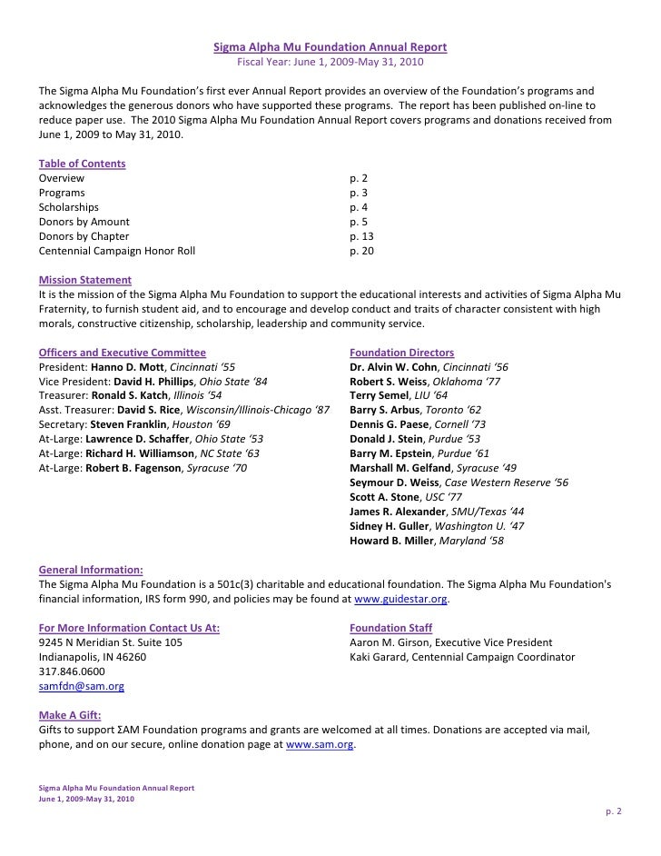 2010 Foundation Annual Report