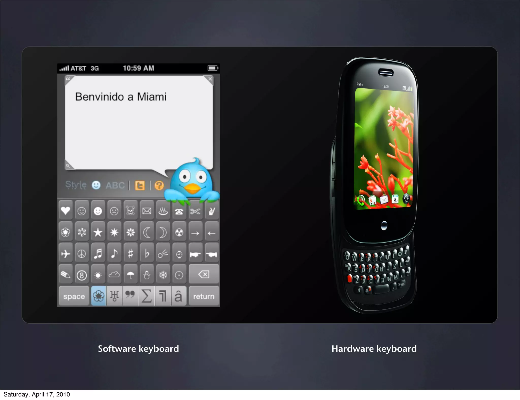 Software keyboard   Hardware keyboard



Saturday, April 17, 2010
 