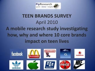 TEEN BRANDS SURVEYApril 2010A mobile research study investigating how, why and where 10 core brands impact on teen lives 