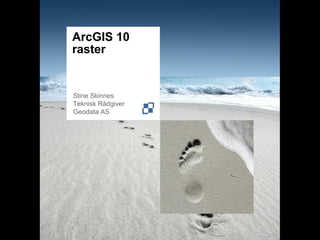 ArcGIS 10
raster


Stine Skinnes
Teknisk Rådgiver
Geodata AS
 