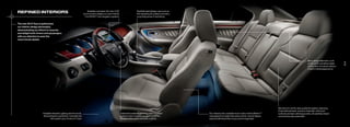 rEfINEd INTErIors                                                       available oversized, full-color LCD
                                                                    touch screens display our user-friendly
                                                                                                                               Sophisticated design cues such as
                                                                                                                               this repeating Zen pattern provide a
                                                                      Ford SYNC® and navigation systems                        surprising sense of well-being


The new 2010 Taurus epitomizes
our interior design philosophy,
demonstrating our efforts to surprise
and delight both drivers and passengers
with our attention to even the
most minute details




                                                                                                                                                                                                                                                                   Many design elements, such
                                                                                                                                                                                                                                                                                                      15
                                                                                                                                                                                                                                                                   as the stitch-and-pillow detail
                                                                                                                                                                                                                                                                                                      16
                                                                                                                                                                                                                                                                   on this door-trim panel, feature
                                                                                                                                                                                                                                                                   a hand-crafted appearance




                                                                                                                                                                                                                                    We strive for world-class quality throughout, featuring
                                                                                                                                                                                                                                    finely stitched seats, premium materials, soft-touch
                      available ambient Lighting sets the mood,                                               Substantial available steering wheel-mounted            Our industry-first, available multi-contour active MotiontM   surfaces and eye-catching accents, all carefully chosen
                      illuminating the cupholders, footwells and                                              buttons make it easy to engage Ford SYNC,               massaging front seats help reduce driver muscle fatigue       and meticulously assembled
                              door pulls in your choice of 7 hues                                             as well as the cruise and audio controls                and promote blood flow so you arrive invigorated
 