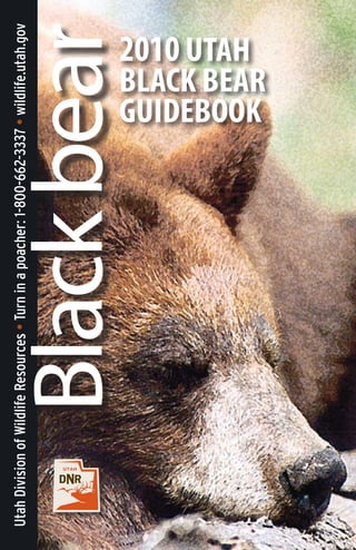 Utah Division of Wildlife Resources • Turn in a poacher: 1-800-662-3337 • wildlife.utah.gov




                         Black bear                                        GUIDEBOOK
                                                                           BLACK BEAR
                                                                                      2010 UTAH




1
     wildlife.utah.gov                                                  Utah Black Bear • 2010
 