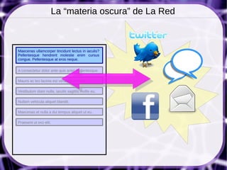 La “materia oscura” de La Red



Maecenas ullamcorper tincidunt lectus in iaculis?
Pellentesque hendrerit molestie enim cursus
congue. Pellentesque at eros neque.


A consectetur dolor ante quis ante! Pellentesque.

Mauris ac leo lacinia est vehicula rutrum?

Vestibulum diam nulla, iaculis sagittis mollis eu.

Nullam vehicula aliquet blandit.

Maecenas et nulla a dui tempus aliquet ut eu..

Praesent ut orci elit.
 