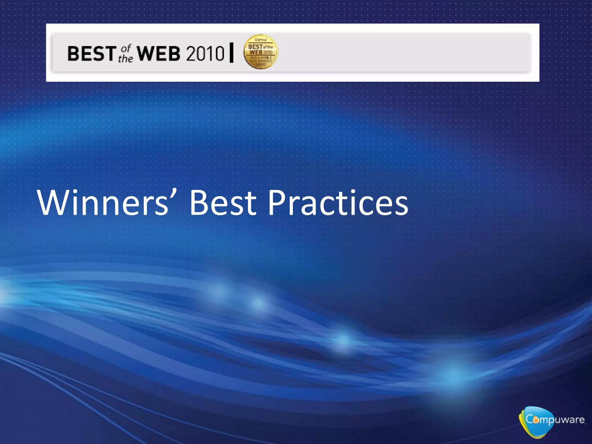 Winners’ Best Practices
 
