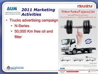 2011 Marketing
Activities
Confidential
• Trucks advertising campaign
• N-Series
• 50,000 Km free oil and
filter
 