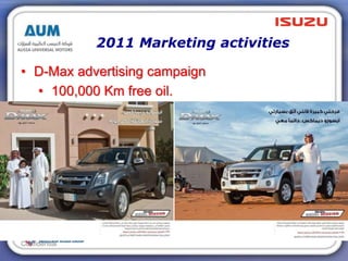 2011 Marketing activities
Confidential
• D-Max advertising campaign
• 100,000 Km free oil.
 