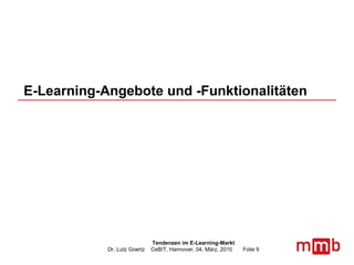 E-Learning-Angebote und -Funktionalitäten   