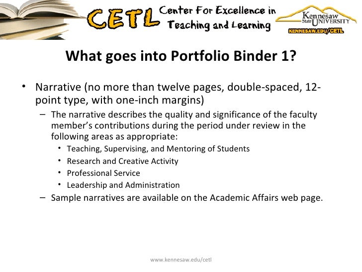 Preparing a Tenure and or Promotion Portfolio