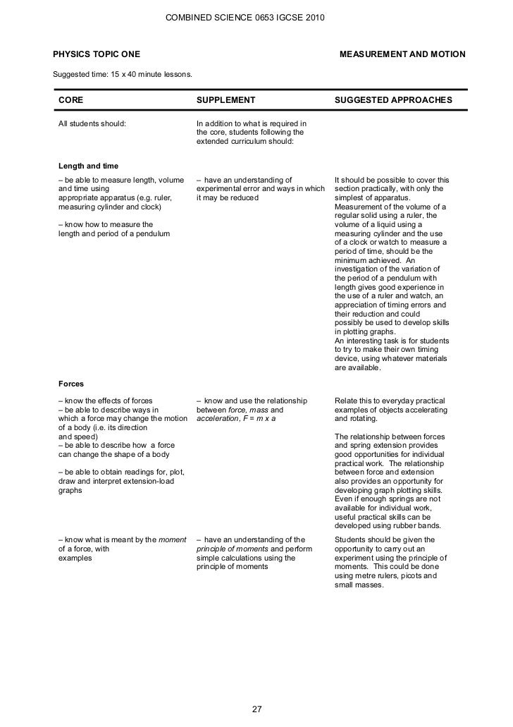 IGCSE Combined Science. Syllabus 2010