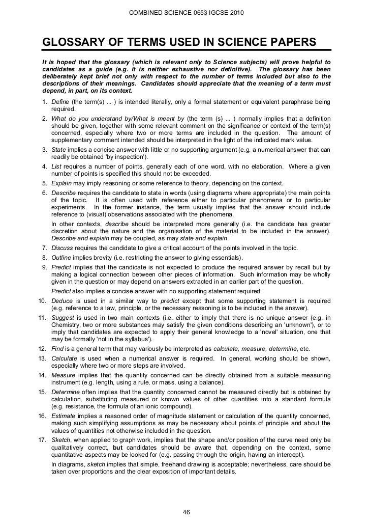 IGCSE Combined Science. Syllabus 2010