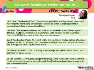 TrendsSpotting's 2010 Consumer Trends Influencers: Predictions in 140 Characters