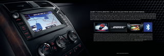 Sure it exh i l{r{tes. It {lso enlightens {nd entert{ins.
The Mazda CX-9 is ingeniously wired to anticipate your family’s every need and want. With tech-savvy advancements that drive all areas of communication and entertainment.
For example, the Grand Touring’s available navigation system combines a 7-inch touch-screen display with voice command to help make finding the best routes quick and
easy. The available rearview camera provides both added visibility and peace of mind. While an array of available audio and entertainment system options helps make the
CX-9 more engaging and more fun. What’s more, Bluetooth® hands-free phone connectivity and an auxiliary-audio input jack for your MP3 player are standard on all CX-9
models. Technologically speaking, CX-9 is the perfect crossover for families who like a little something extra with their exhilaration.




                                                                      1                                                                           2                                                         3                                   4


         1. A Rearview Camera, available on CX-9 Grand Touring models, offers increased visibility. Automatically activated whenever the vehicle is shifted into reverse, the rearview camera’s view is displayed on the navigation system’s
         screen. This feature is also offered on Touring and Grand Touring models equipped with the available Multi Information Display (MID) screen. 2. A Bose® Centerpoint® Surround Sound System, custom-engineered for the CX-9,
         is available on both the Touring and Grand Touring. Its patented Centerpoint signal-processing circuitry enables this impressive 277-watt, 10-speaker system to produce stunning, multichannel Bose® Surround Sound performances from
         regular CDs, MP3s and DVDs. While its patented AudioPilot® 2 technology automatically adjusts multiple frequencies to compensate for distracting road, wind and cabin noises. 3. A DVD Rear-Seat Entertainment System is
         available on the Grand Touring. The system features an integral DVD player, 9-inch fold-down LCD screen, audio/video/game inputs, wireless remote, two wireless headsets and a 115-volt outlet for game consoles, all of which make it ideal
         for DVDs, video games and audio CDs. A 296-watt 11-speaker Bose Centerpoint Surround System custom-engineered for the CX-9 is also included. In addition to its ability to decode discrete Digital 5.1 Surround Sound from 5.1-encoded
         DVDs and CDs, its patented Centerpoint Surround Sound System also enables it to produce multichannel Bose Surround Sound performances from regular CDs. 4. Bluetooth Hands-Free Phone Capability is standard on all CX-9
         models. This insightful feature allows you to quickly and conveniently make and receive calls, access voice mail messages and more—using voice commands and a Bluetooth-compatible cell phone.




                                                                                                     Bluetooth is a registered trademark of Bluetooth SIG, Inc.
 