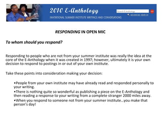  Post a piece that is just for fun or inspiration.Ask for ADDRESS when you Have a specific area that concerns you.