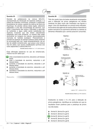 2010
Questão 85                                    Questão 86




    áreas.

    dessas áreas.

    dessas áreas.

    dessas áreas.

    dessas áreas.


Rascunho




                                                                 SC




                                              nos três testes:




CN - 1º dia | Caderno 1 - AZUL - Página 27
 