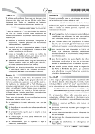 +LVWyULD GD YLGD SULYDGD QR %UDVLO             e nativas para acelerar o povoamento da colônia.
                                    cotidiano e vida privada na América Portuguesa, v. 1.
                                                São Paulo: Companhia das Letras, 1997.
                                                                                                    E GR HQFRQWUR TXH LGHQWL¿FD D FRORQL]DomR SRUWXJXHVD
                                                                                                      FRPR SDFt¿FD HP IXQomR GDV UHODo}HV GH WURFD
A imagem retrata uma cena da vida cotidiana dos escravos                                              estabelecidas nos primeiros contatos entre
XUEDQRV QR LQtFLR GR VpFXOR ;,; /HPEUDQGR TXH DV                                                     portugueses e nativos.
                                                                                                                             CH - 1º dia | Caderno 1 - AZUL - Página 6
 