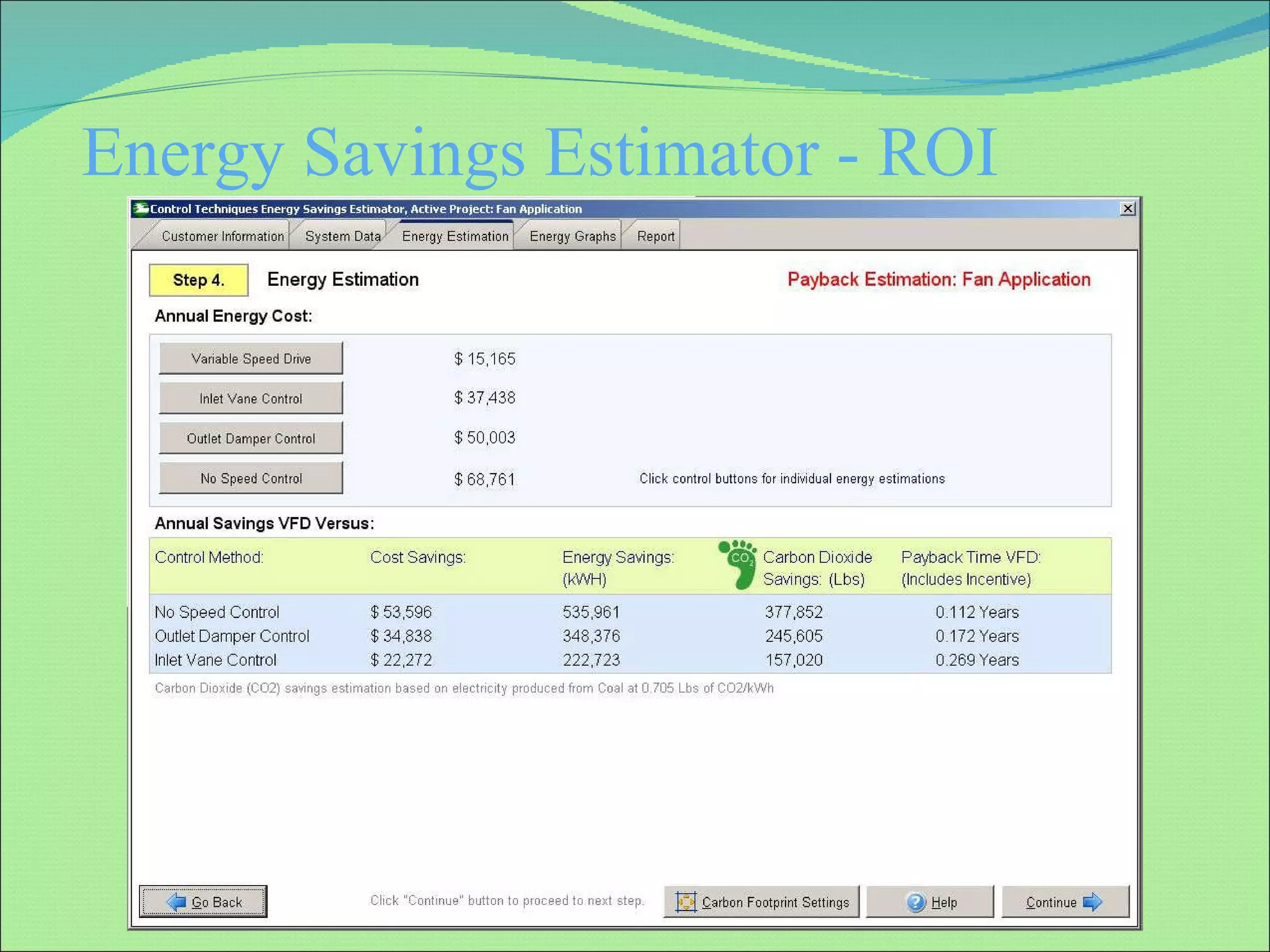 Energy Savings Estimator - ROI 