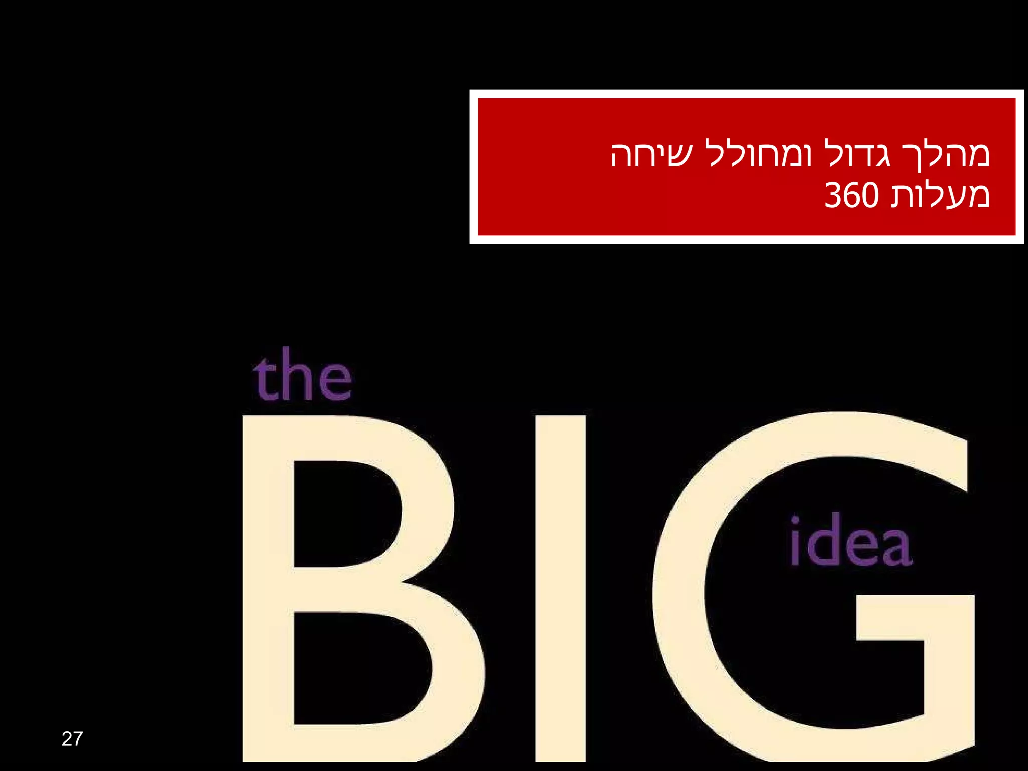 מהלך גדול ומחולל שיחה  360  מעלות 