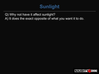 Sunlight
Q) Why not have it affect sunlight?
A) It does the exact opposite of what you want it to do.
 