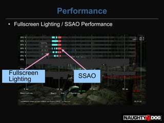 Performance
• Fullscreen Lighting / SSAO Performance




Fullscreen                SSAO
Lighting
 
