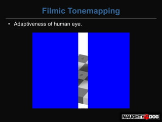 Filmic Tonemapping
• Adaptiveness of human eye.
 