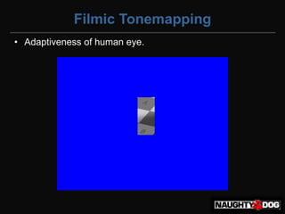 Filmic Tonemapping
• Adaptiveness of human eye.
 