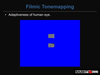 Filmic Tonemapping
• Adaptiveness of human eye.
 