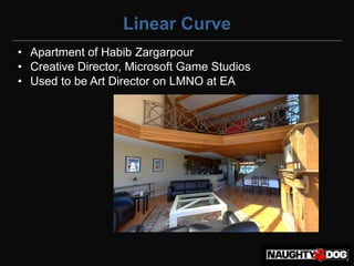 Linear Curve
• Apartment of Habib Zargarpour
• Creative Director, Microsoft Game Studios
• Used to be Art Director on LMNO at EA
 