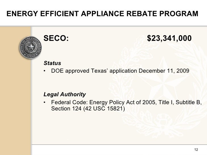Texas State Energy Conservation Office SECO ARRA Funding Update Li 