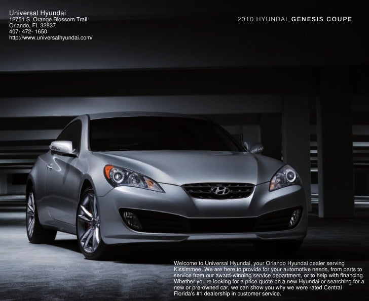 2010 Hyundai Genesis Coupe Brochure Universal Hyundai Orlando Fl