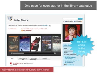 One page for every author in the library catalogue
TOP 5 of
works
in the
library
TOP 5 of
works
in the
library
http://zoek...