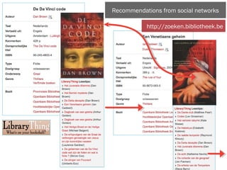 Recommendations from social networks
http://zoeken.bibliotheek.be
 