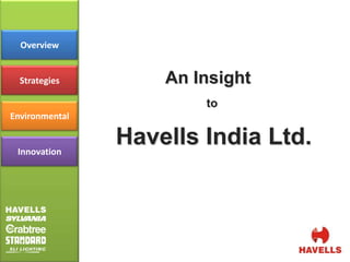 Overview An Insight   to Havells India Ltd. Strategies Environmental Innovation 