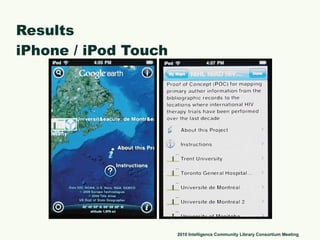 Results iPhone / iPod Touch 2010 Intelligence Community Library Consortium Meeting 