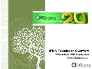 IFMA Foundation Overview William Rub, IFMA Foundation William.Rub@ifma.org  