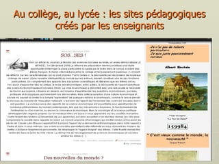 Au collège, au lycée : les sites pédagogiques créés par les enseignants 