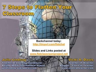Backchannel today:
  http://tinyurl.com/flatchat

 Slides and Links posted at
www.flatclassroomproject.net
 